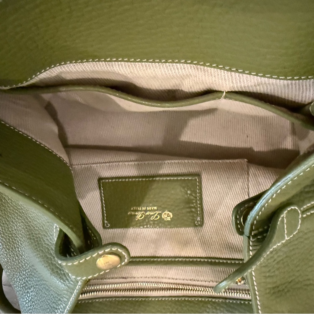 LORO PIANA Olive Green Leather Tote Bag - Picture 5 of 9